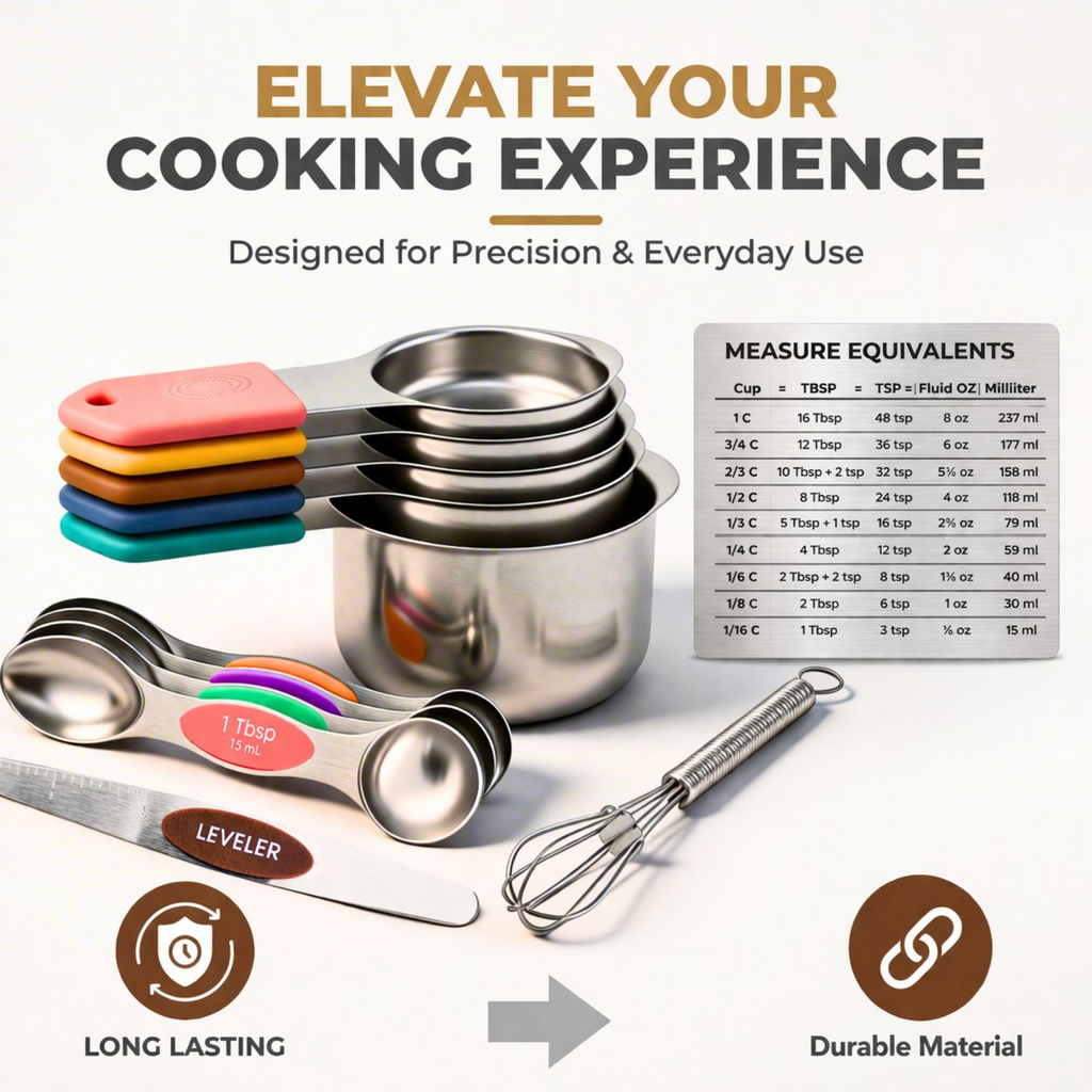 DIYORA 13-Piece Magnetic Stainless Steel Measuring Set