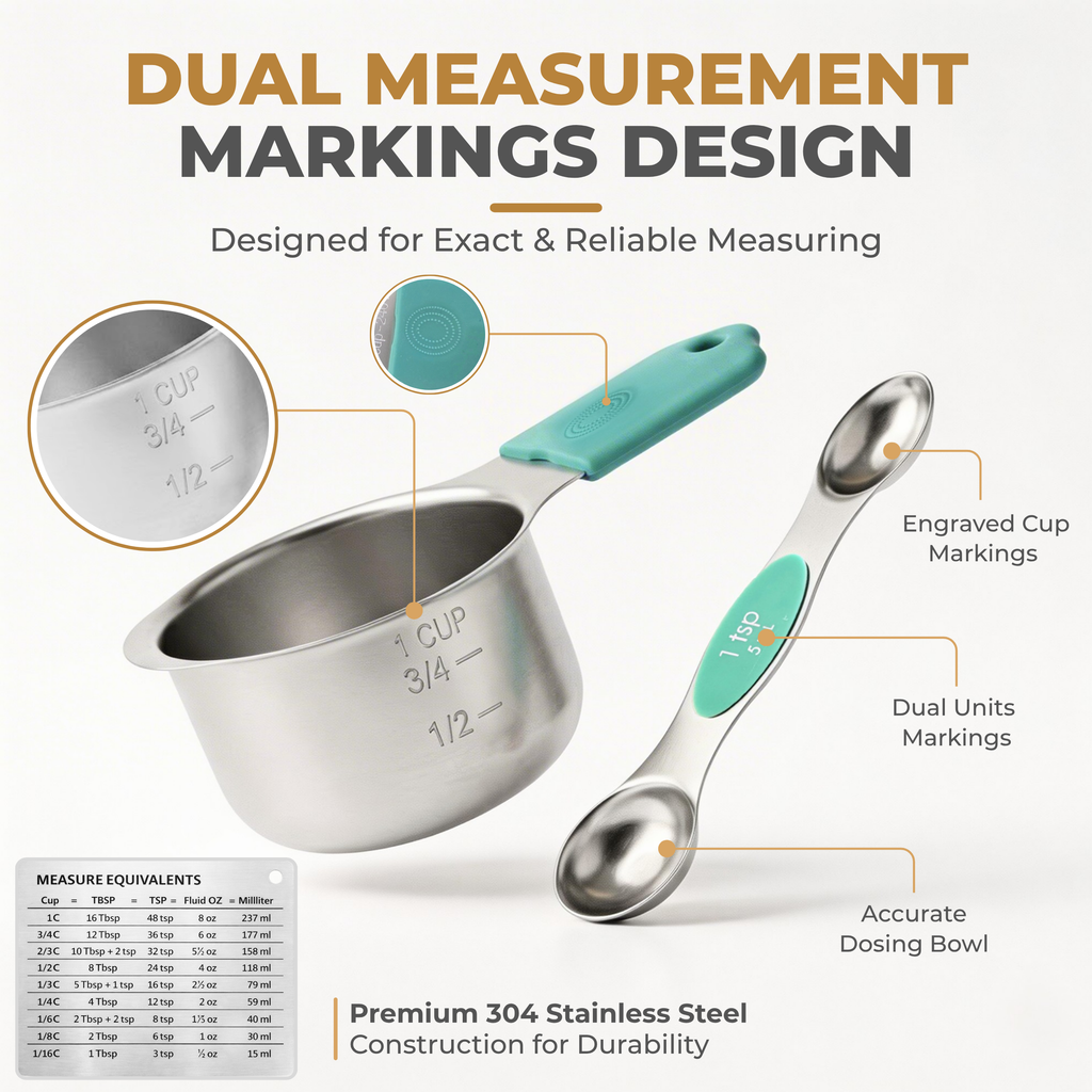 DIYORA 13-Piece Magnetic Stainless Steel Measuring Set