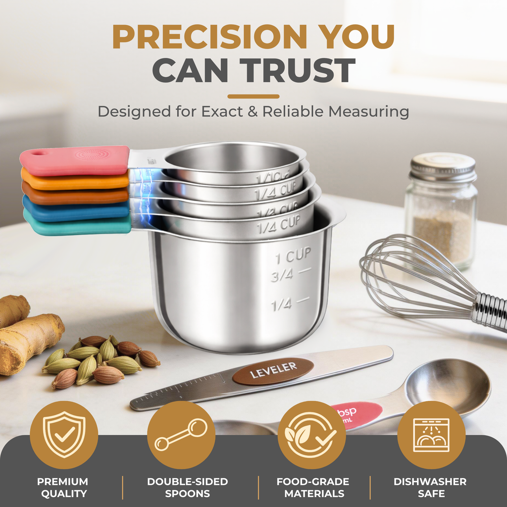 DIYORA 13-Piece Magnetic Stainless Steel Measuring Set