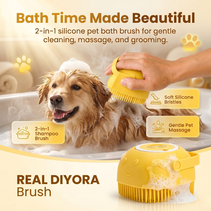 DIYORA 2-in-1 Silicone Pet Bath & Shampoo Dispensing Brush