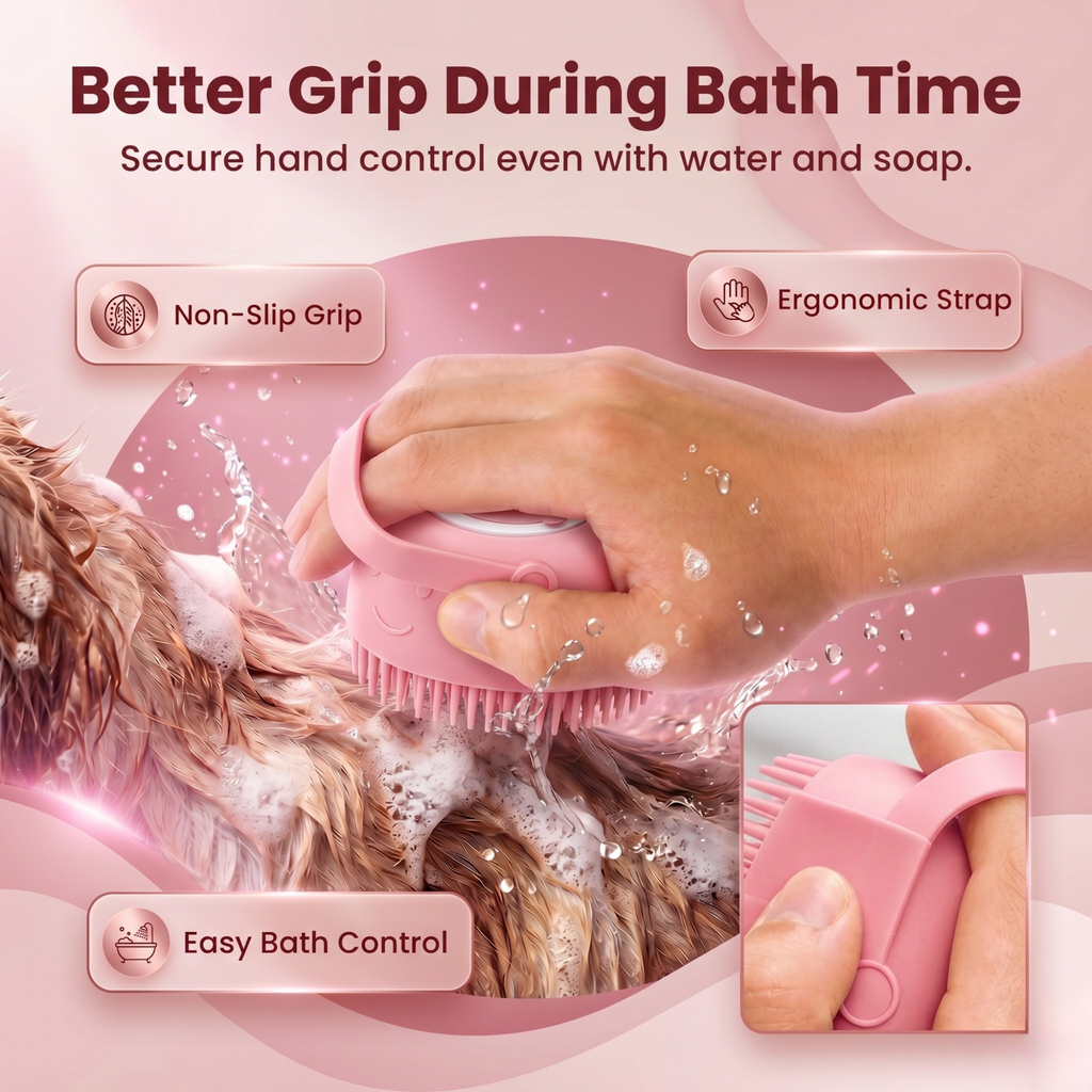 DIYORA 2-in-1 Silicone Pet Bath & Shampoo Dispensing Brush