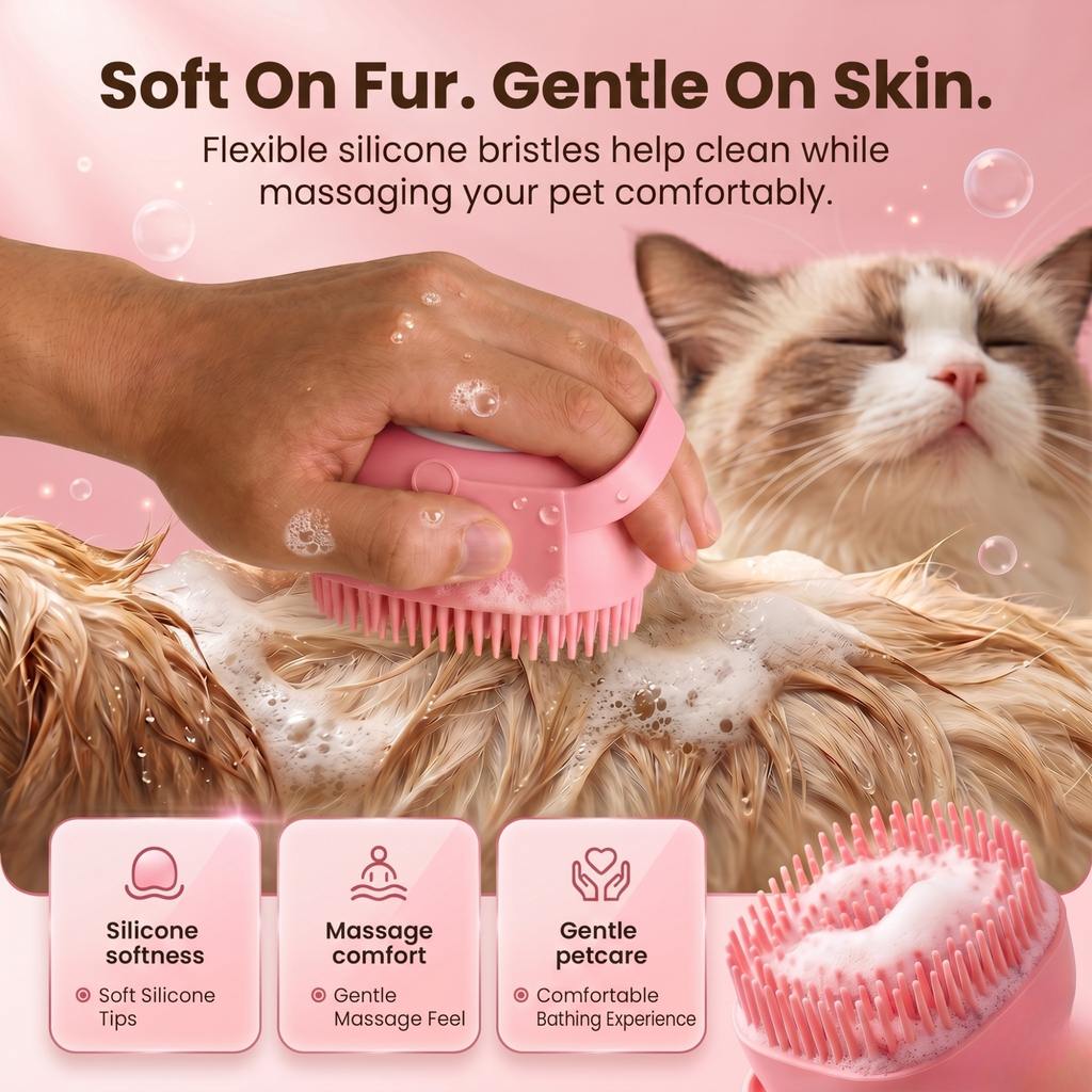 DIYORA 2-in-1 Silicone Pet Bath & Shampoo Dispensing Brush