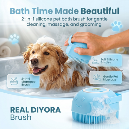 DIYORA 2-in-1 Silicone Pet Bath & Shampoo Dispensing Brush