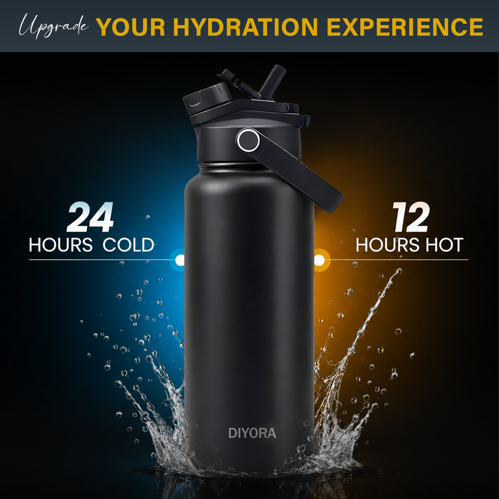 DIYORA 32oz Insulated Stainless Steel Water Bottle