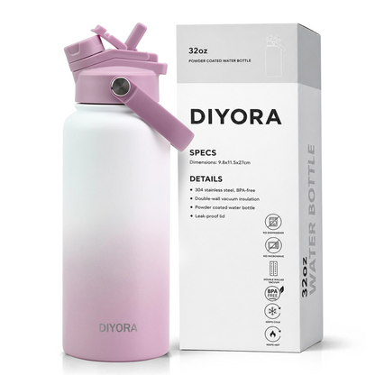 DIYORA 32oz Insulated Stainless Steel Water Bottle