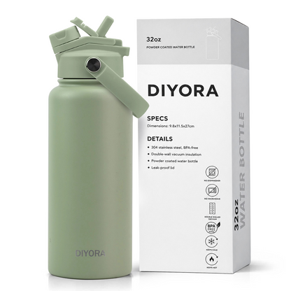 DIYORA 32oz Insulated Stainless Steel Water Bottle